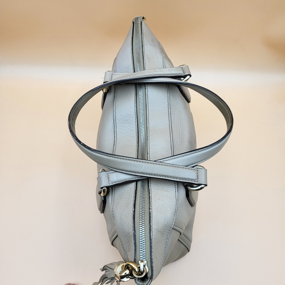 GUCCI Soho Grey Gold Leather Tassel Tote Bag..Authentic.. - Picture 5 of 15